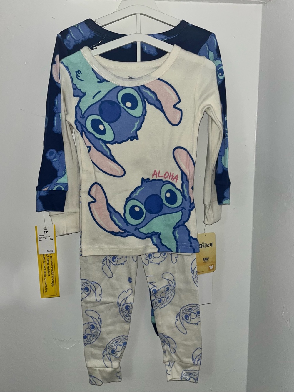 Disney Stitch Aloha Cream and Blue Pajama Set